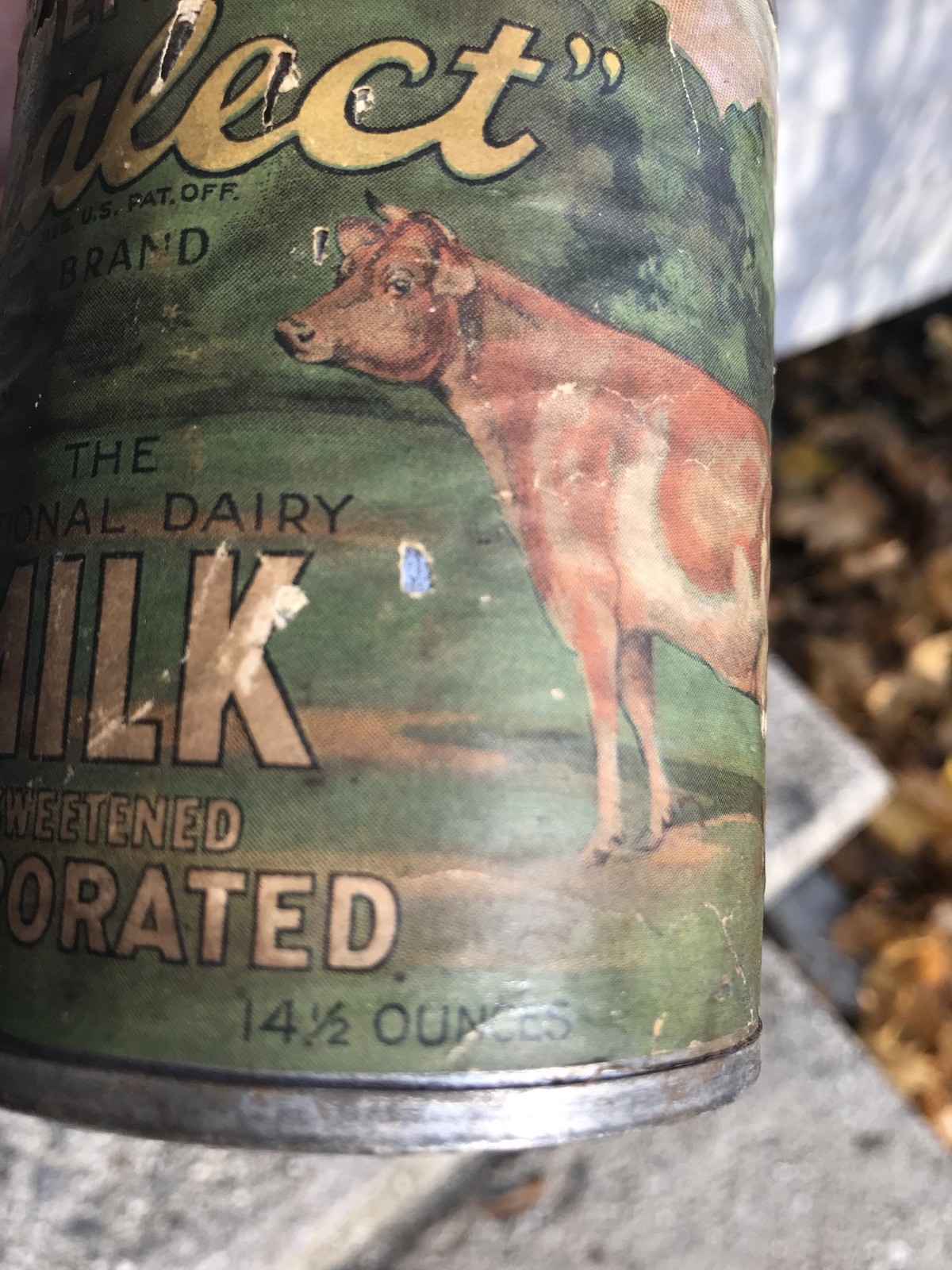 1920&rsquo;s Advertising COW BRAND Sheffield Sealect EVAPORATED MILK ANTIQUE TIN ,RARE