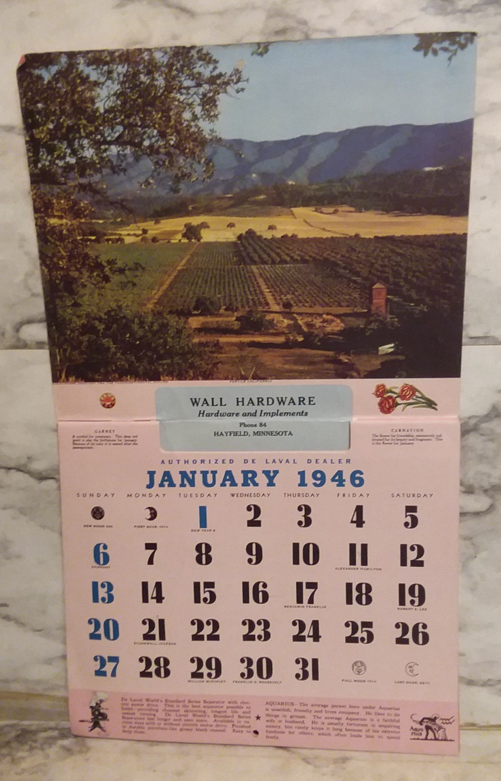 3 Vntg DE LAVAL Cream Separators Graphic Farm Ad WALL Calendars 1943, 1944, 1946