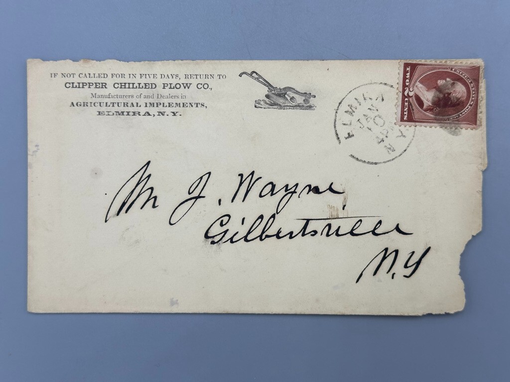 c 1900 CLIPPER CHILL PLOW Co ELMIRA NY Farm Advertising Illustrated Postal Cover