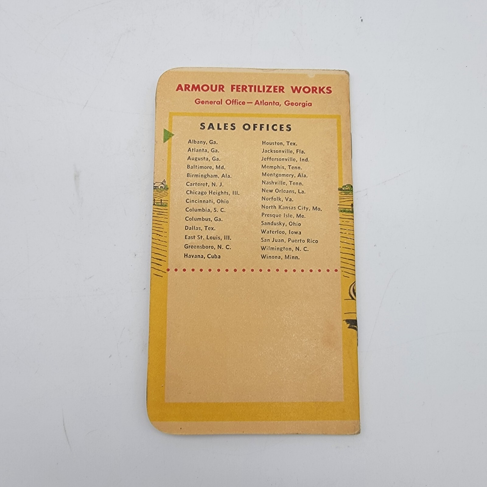 Armour Fertilizers Pocket Memo Book Nice Cover 1958/59 Calendar Unused