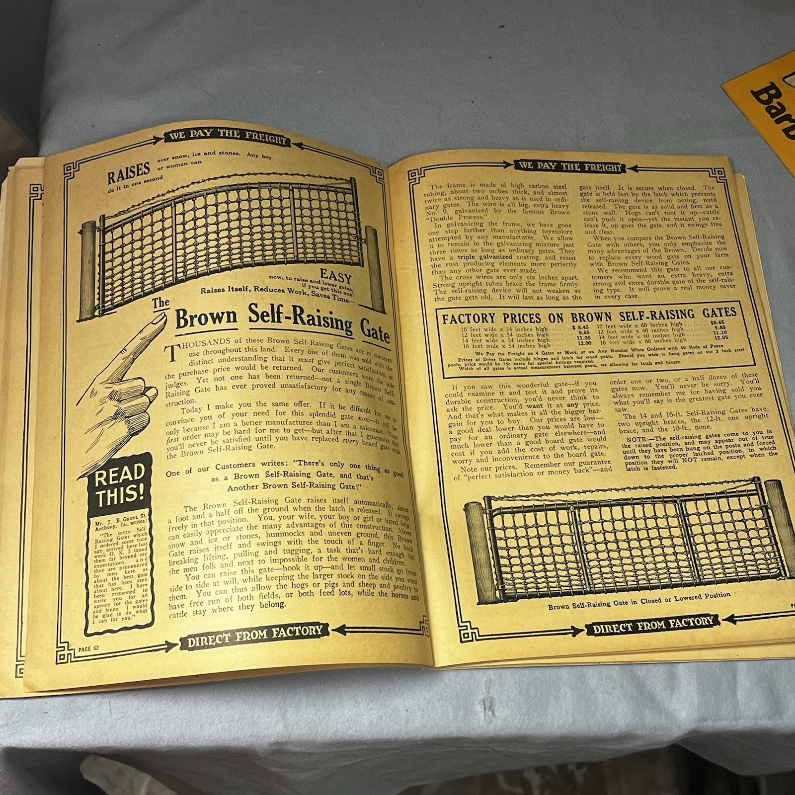 Vintage Sales Catalog Brown Fence Gate Barbes Wire