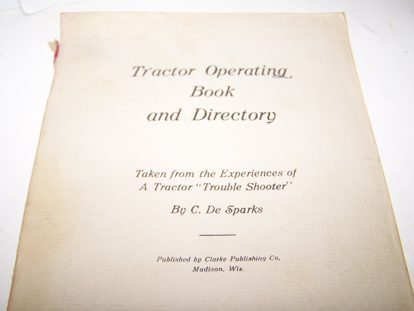 1919 TRACTOR OPERATING BOOK DIRECTORY Catalog Hit Miss Engine Magneto Oiler