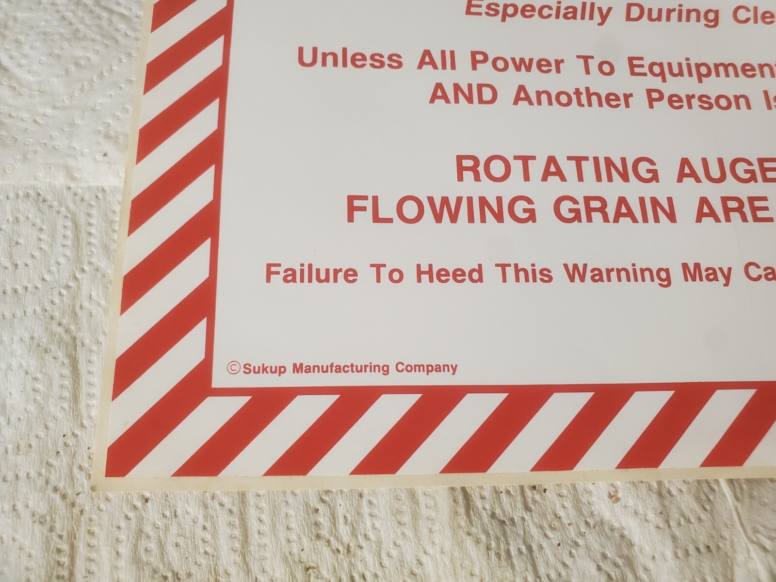 2 11&Prime; X 8-1/2&Prime; Peel Off Stickers Danger Never Enter Bin Sukup Corn Grain Farm
