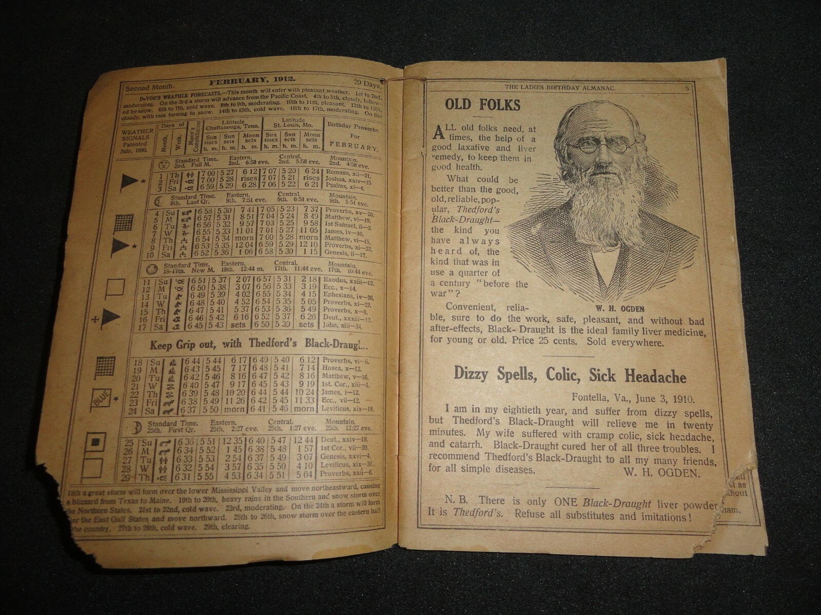 The Ladies Birthday Almanac 1912