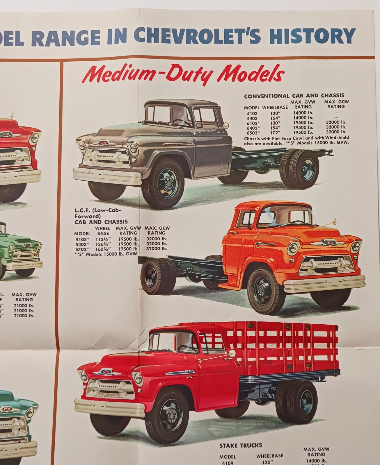 Vintage 1956 Chevrolet Task Force Truck Line Brochure Fold Out Work Farm