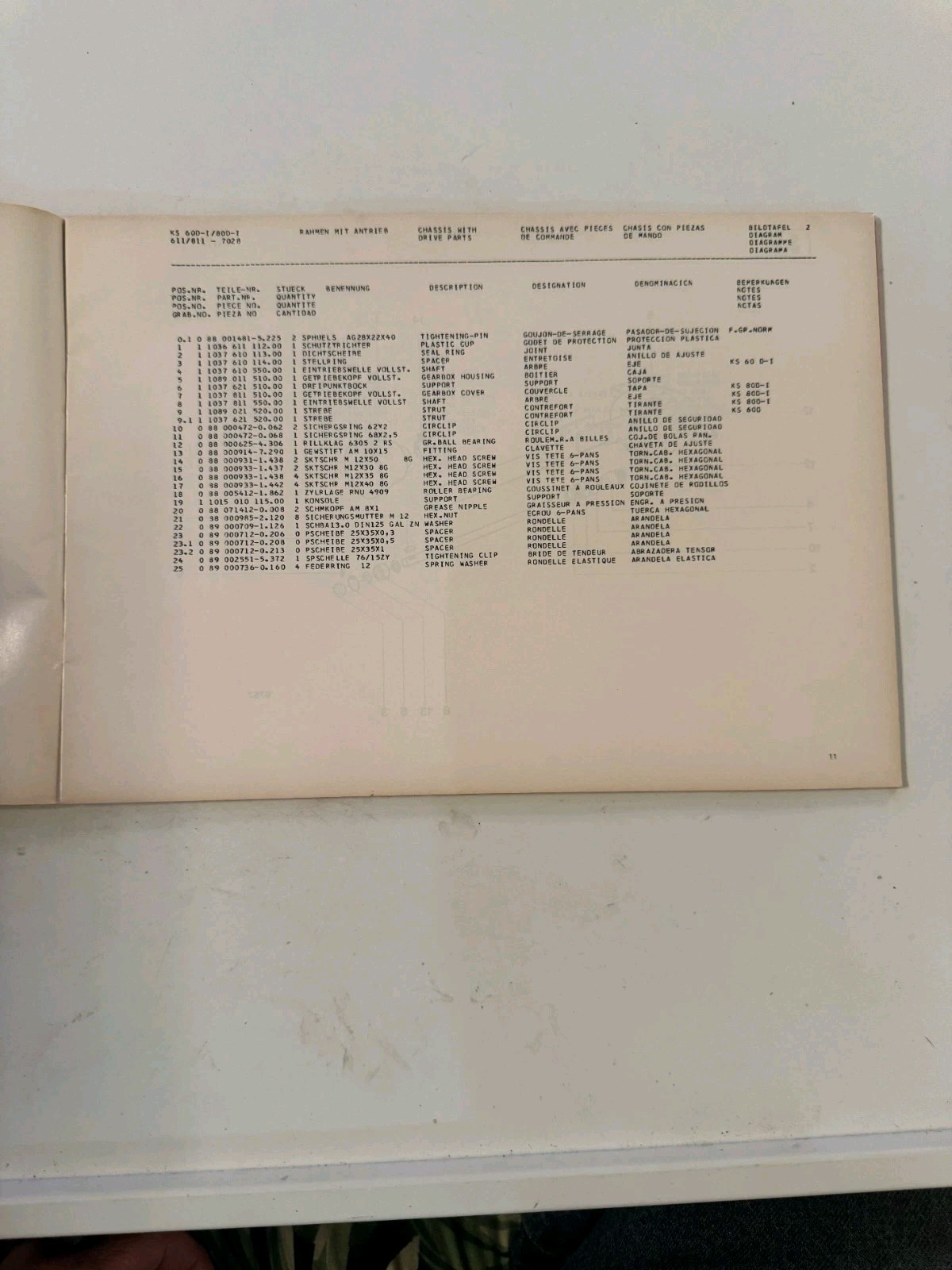 Deutz Fahr KS 60 D, KS 80/ 80 D, KS 80 D-I, KS 80 DN Spare Parts List 1989