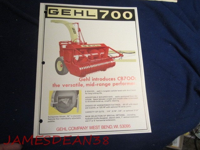 GEHL CB700 700 FORAGE HARVESTER SALES BROCHURE CATALOG PAMPHLET