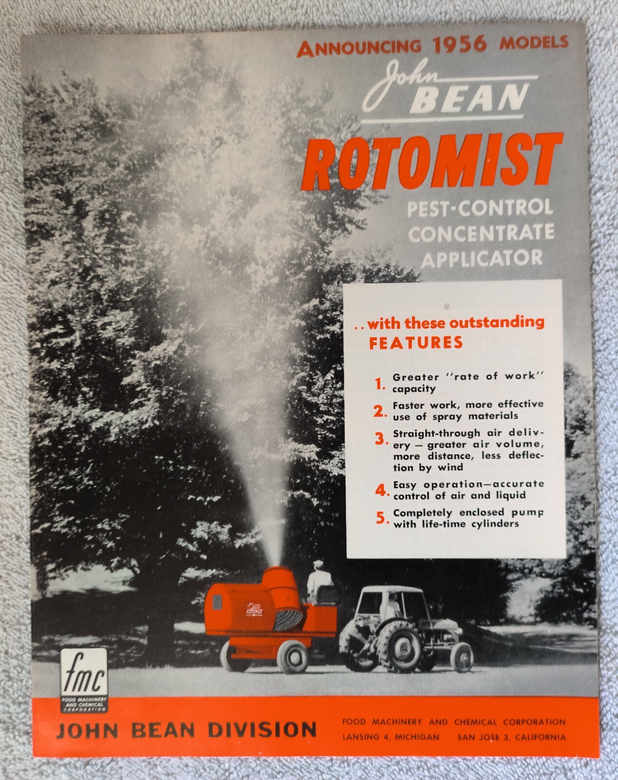 VINTAGE 1956 JOHN BEAN ROTOMIST SPRAYERS 8 Page BROCHURE
