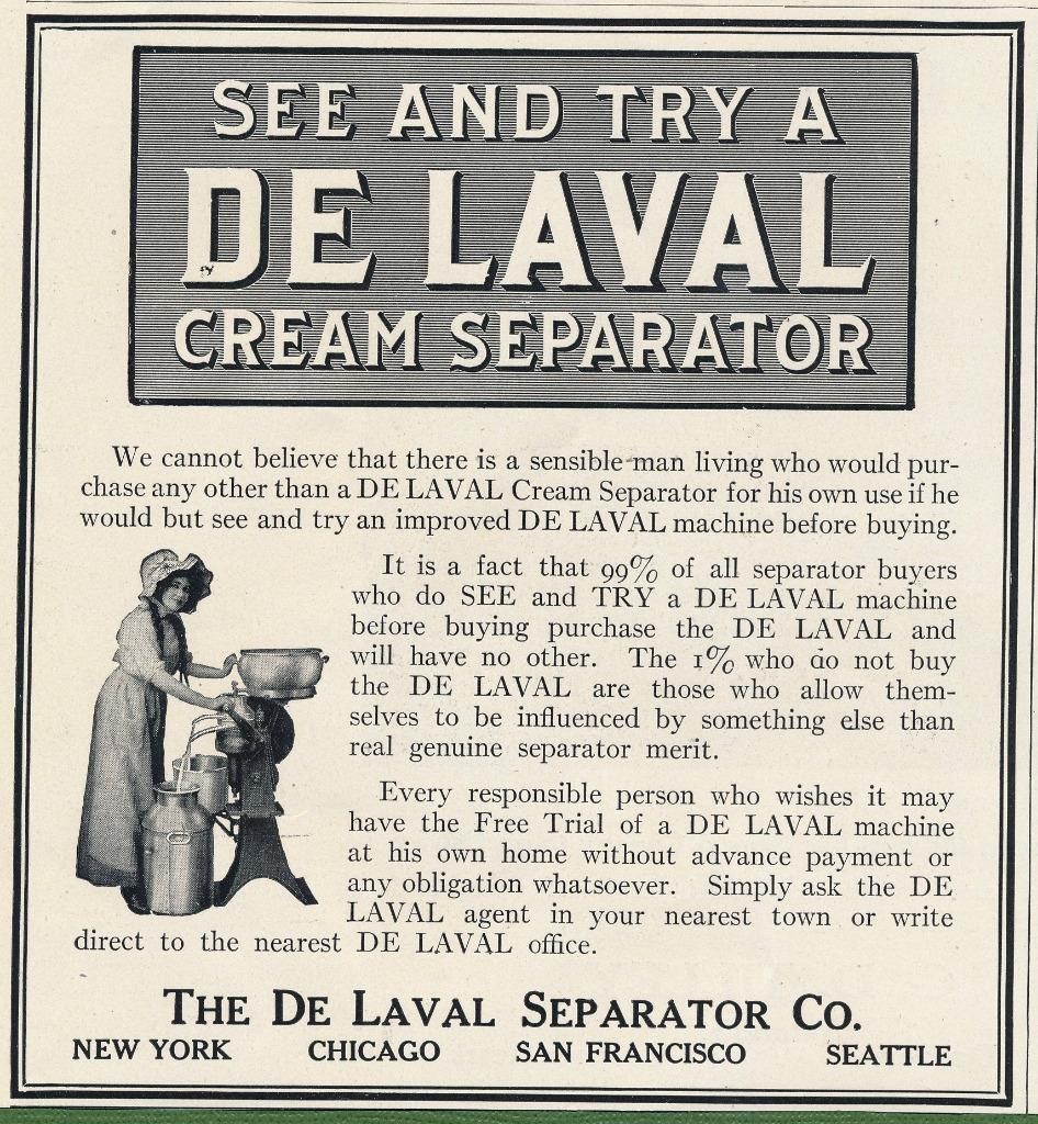 Magazine Ad – 1912 – De Laval Cream Separator – New York – (#2)
