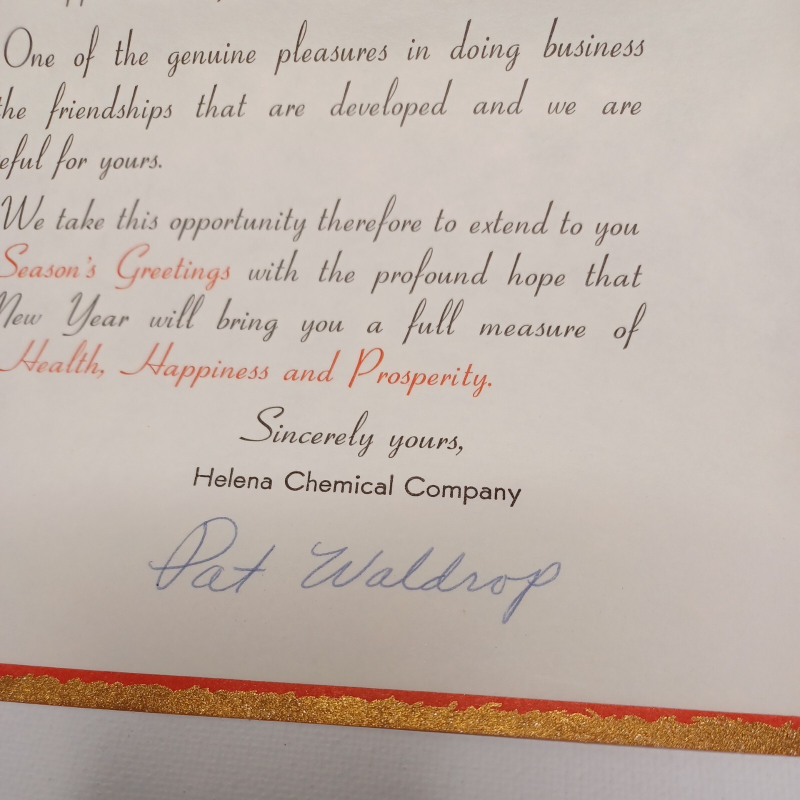 Vintage Helena Chemical Company Christmas Greeting Letter ALABAMA