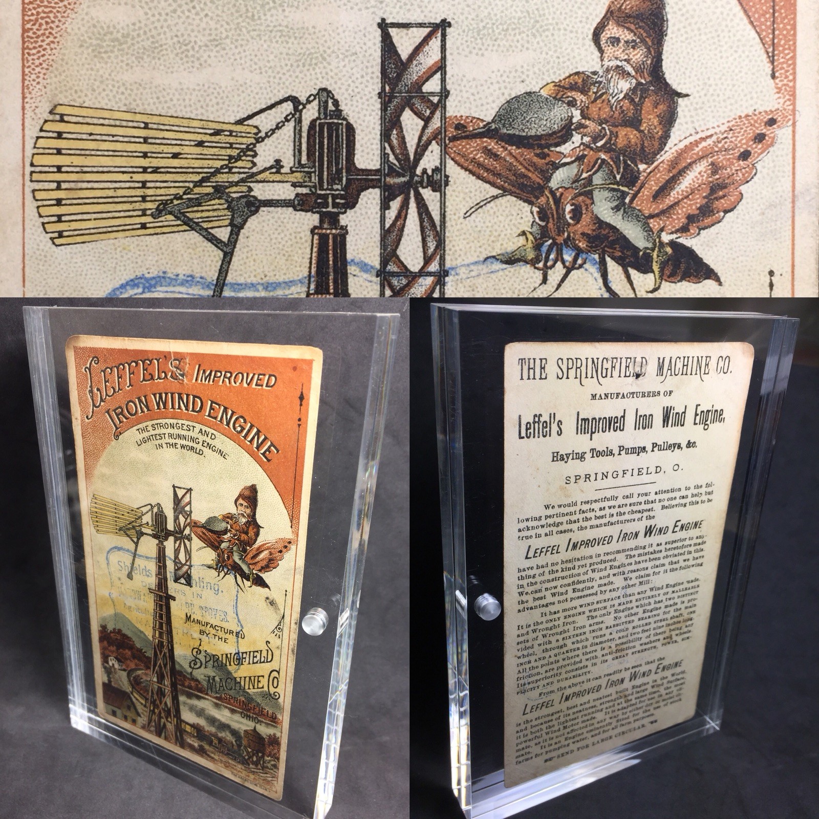 Aermotor Iron Windmill Engine Tower Litho American Ohio Merchant Rare Trade Card