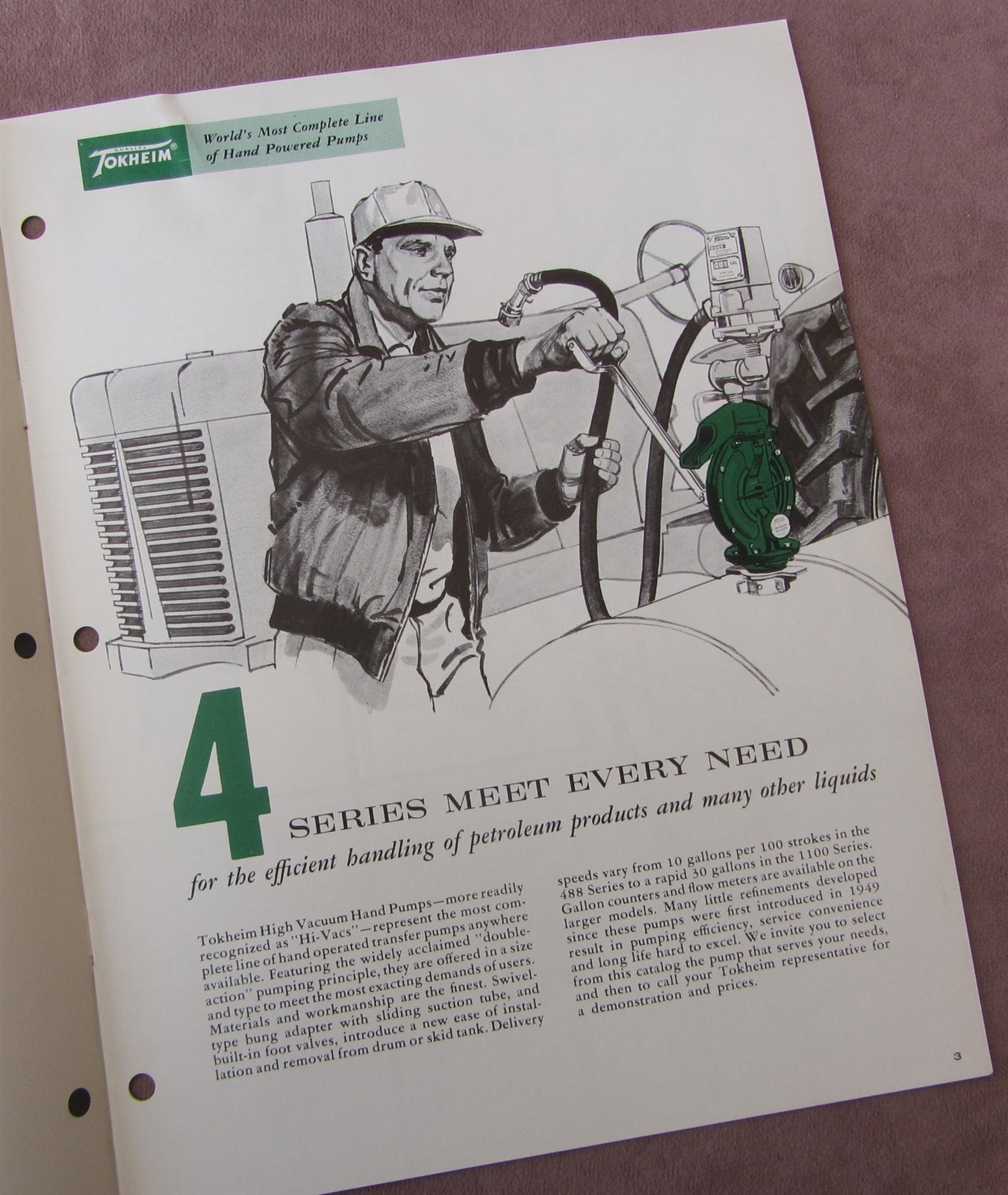 1962 Tokheim Sales Brochure High Vacuum Hand Powered Pumps +Flow Meters Indiana