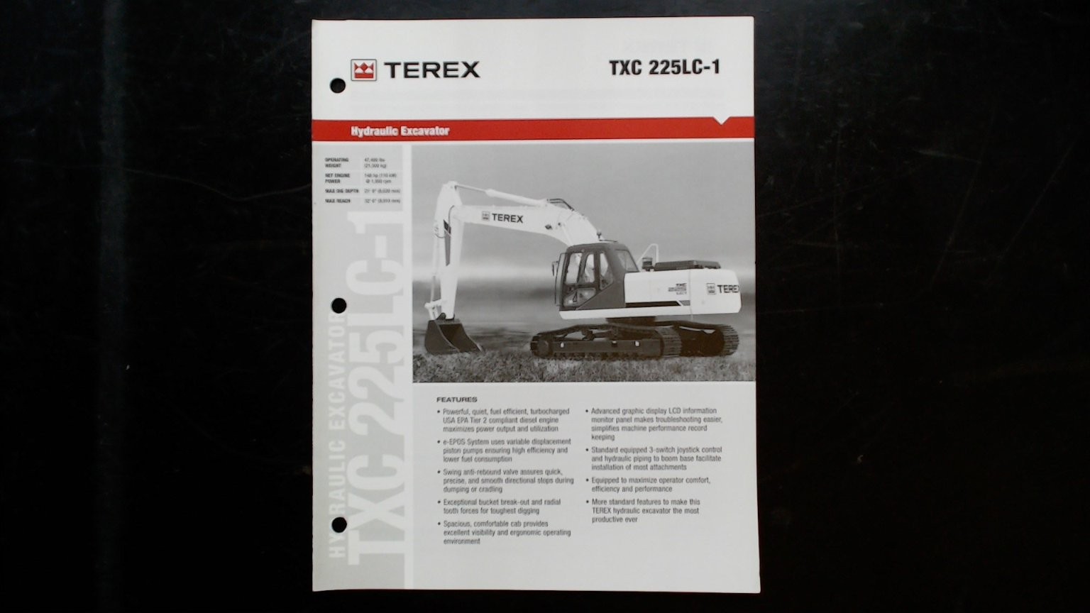 Terex TXC 225LC-1 Hydraulic Excavator Brochure Vintage Agriculture