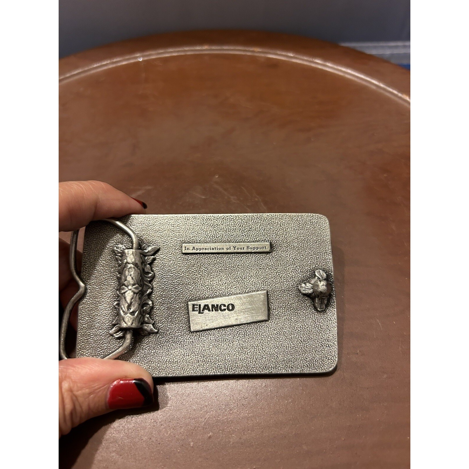 Vintage Elanco Sonalan Belt Buckle Pewter Tone In Appreciation Of Your Support