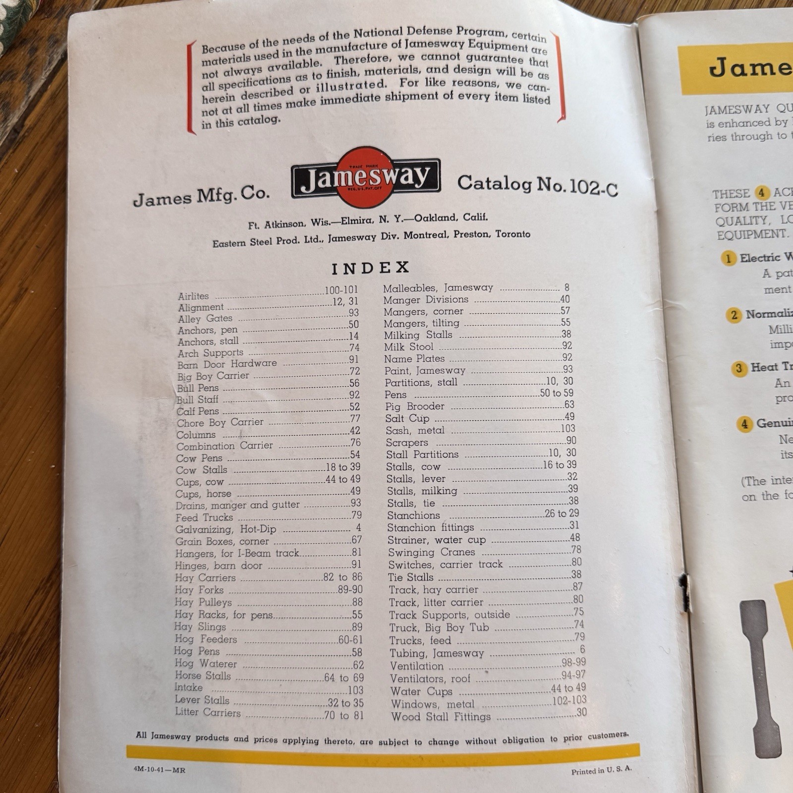1940s JAMESWAY Barn Equipment Catalog