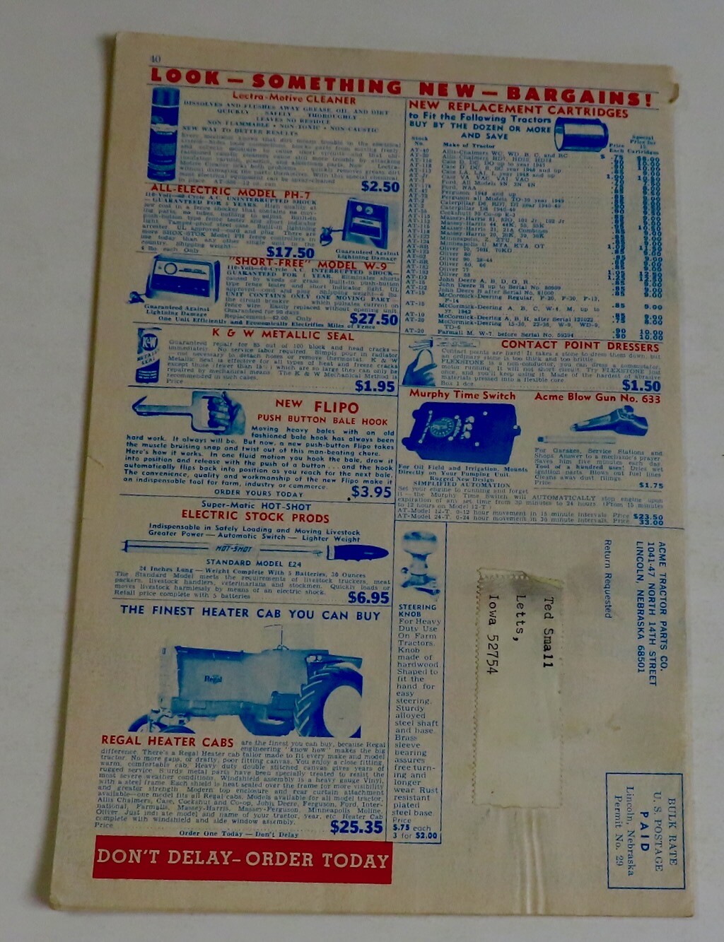 ACME TRACTOR PARTS Lincoln Nebraska 1967 Redbook Catalog