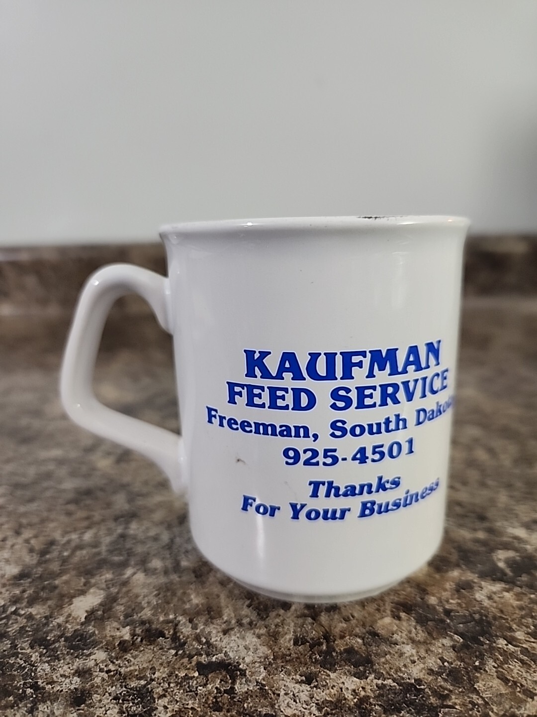 Vtg Kaufman Feed Service Coffee Cup Mug Freeman South Dakota