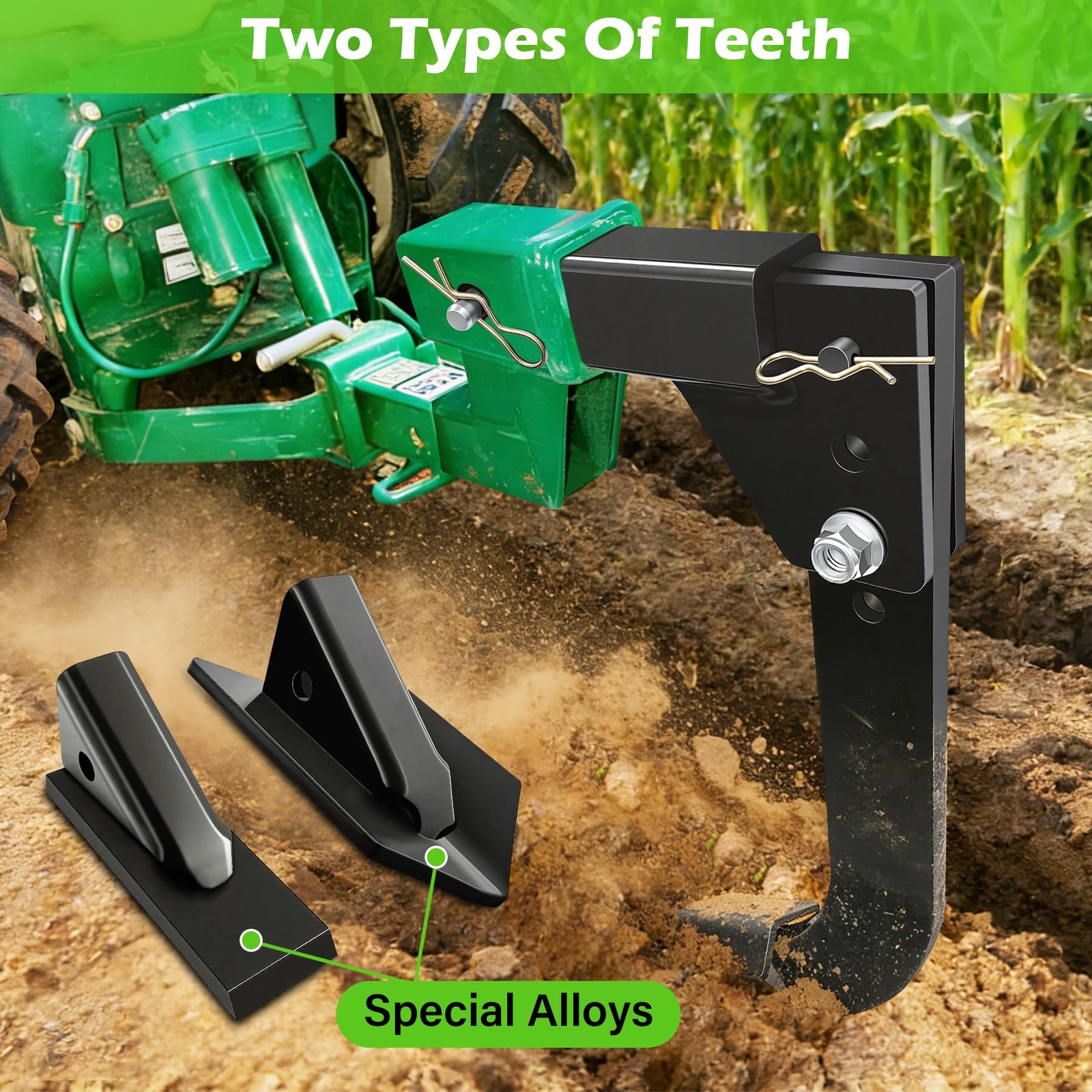 SUONE Mounted Trencher 3 Point Hitch Fit for ATV/UTV Tractor with 2pcs Replac…