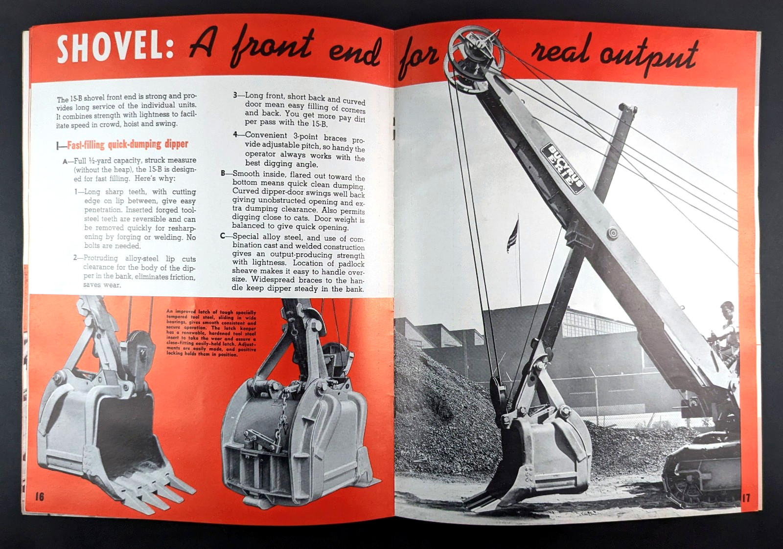 1955 Bucyrus Erie 15-B Brochure Bulletin Shovel Dragline Crane Dragshovel