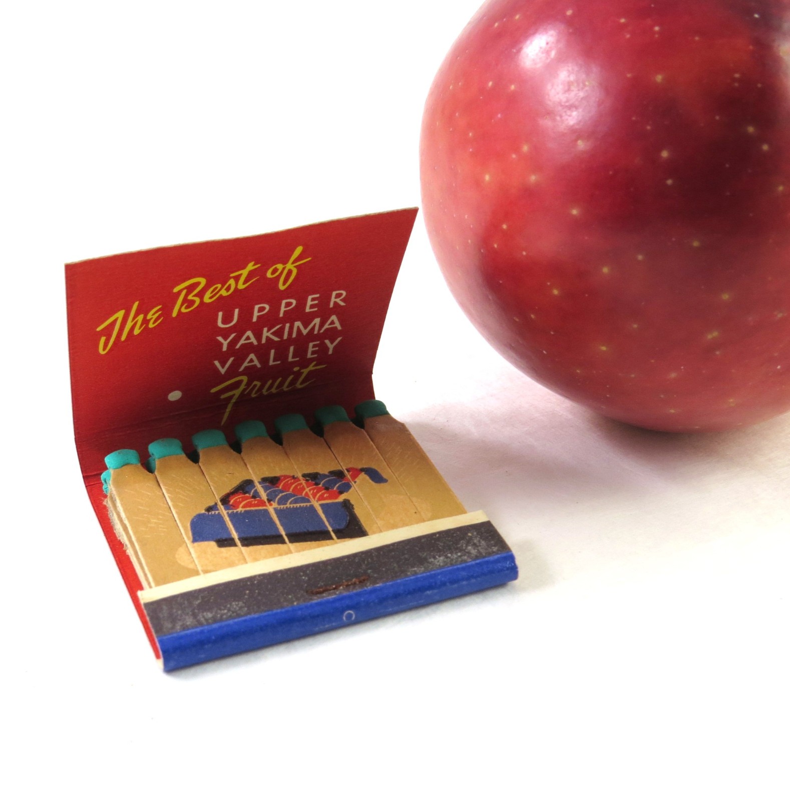 Vintage Fruit Crate Label, Matching Match Books, Tie It On Apples, Cubberley
