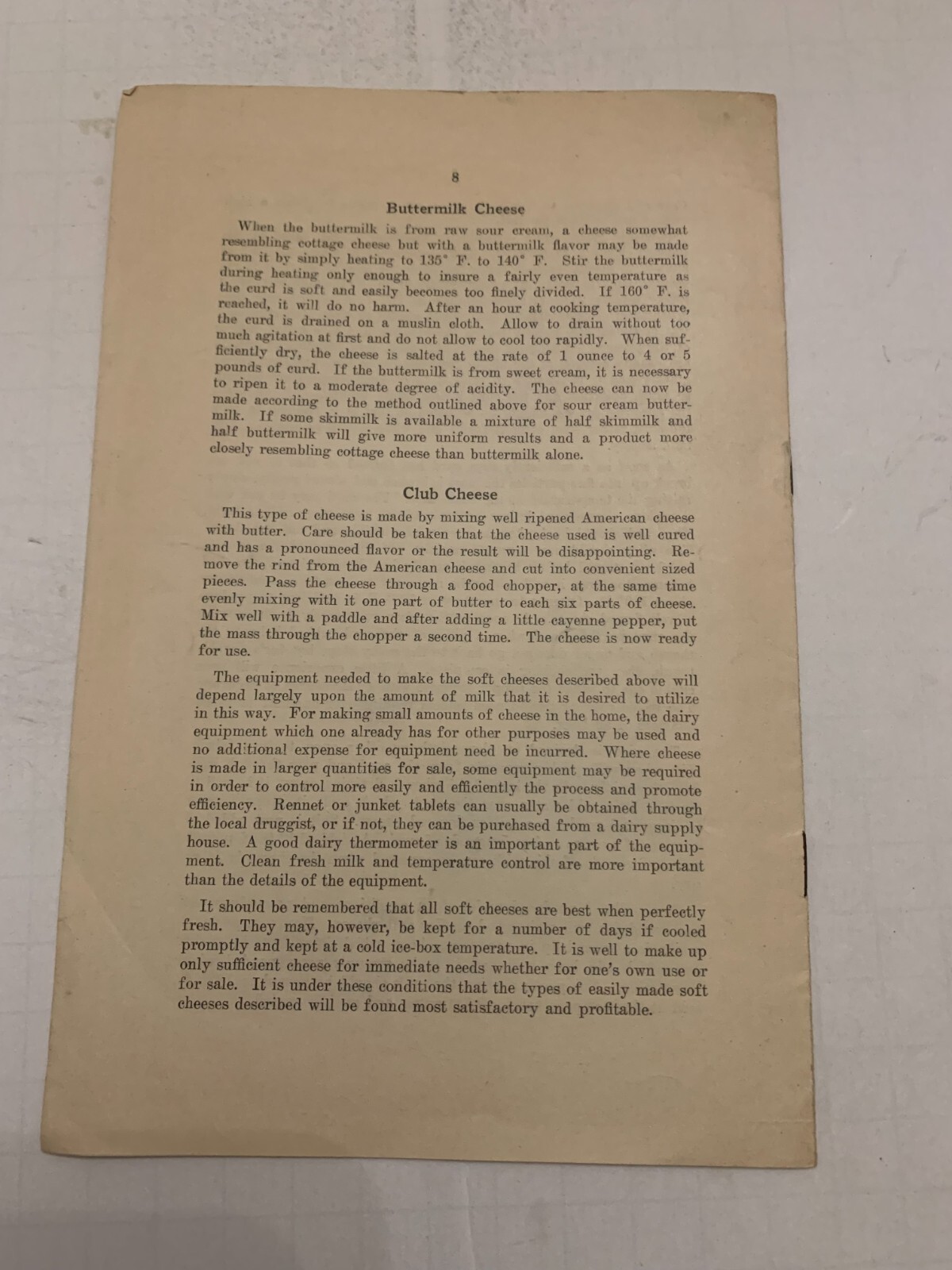 1935 Soft Cheeses That Are Easily Made Booklet by Iowa State College