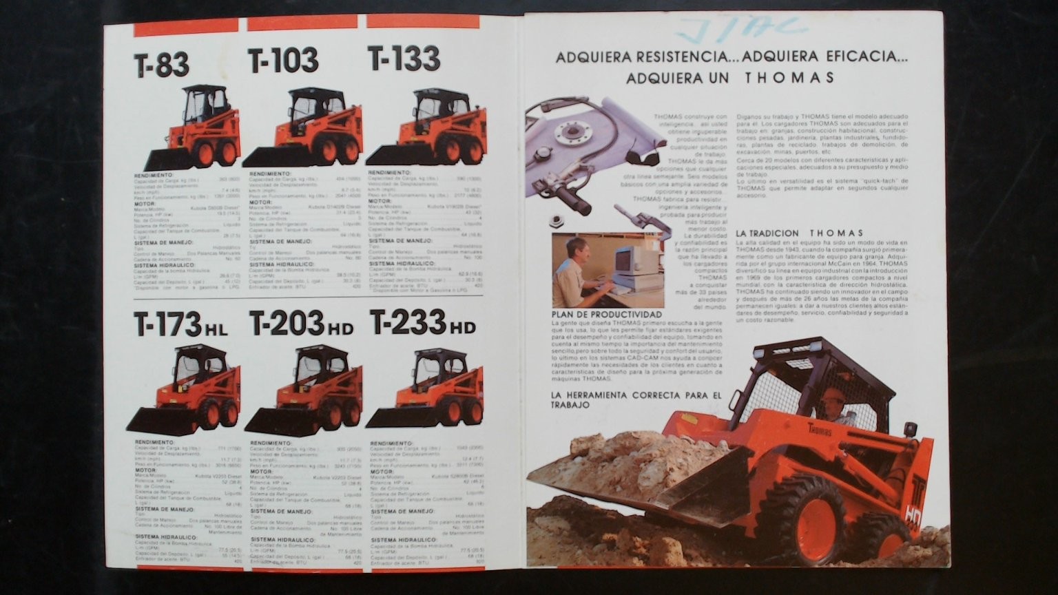 Thomas Agricultural Brochure Compact Loaders Spanish Vintage