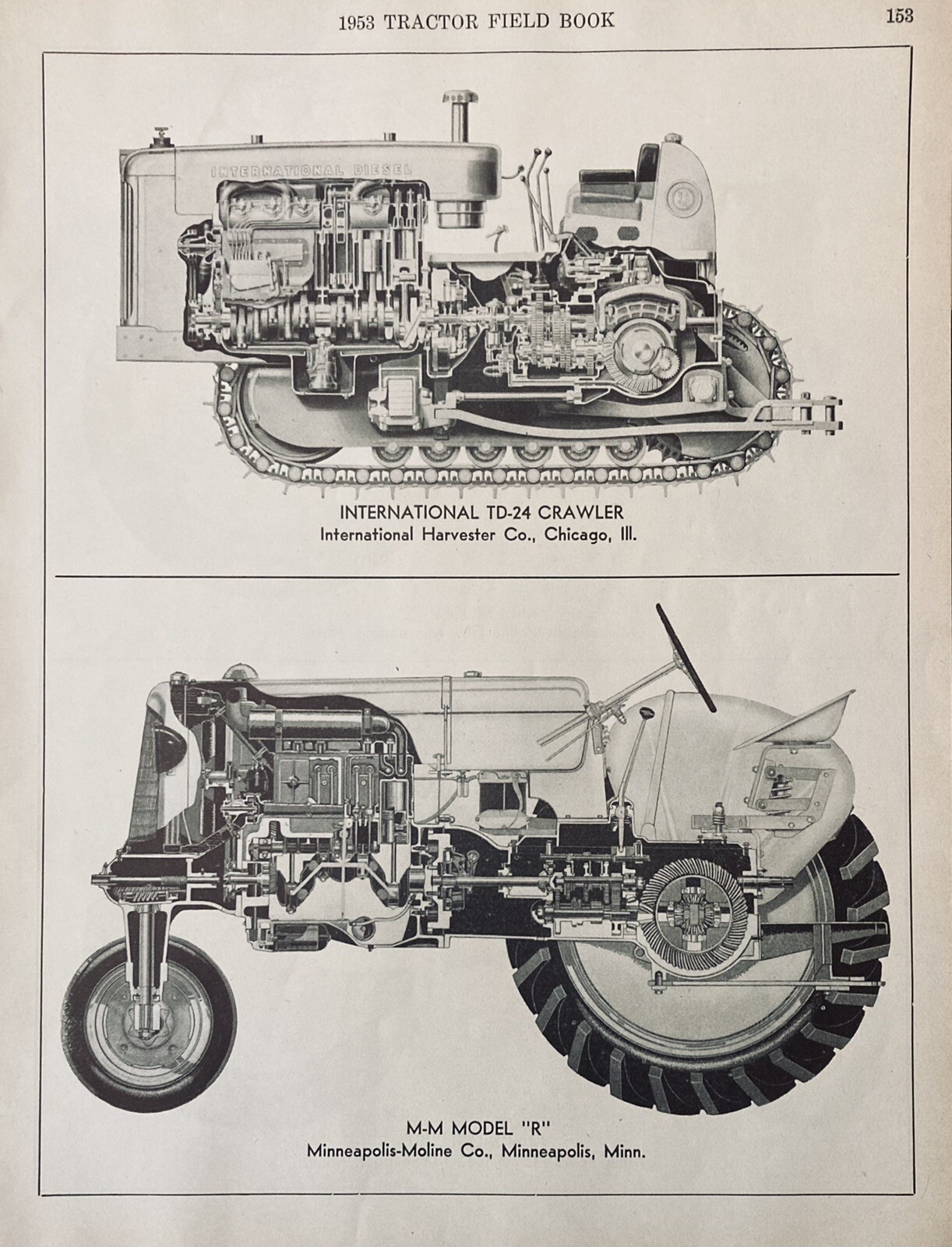 1953 AD.(XH21)~MINNEAPOLIS-MOLINE, IH, OLIVER TRACTOR CROSS-SECTION VIEWS