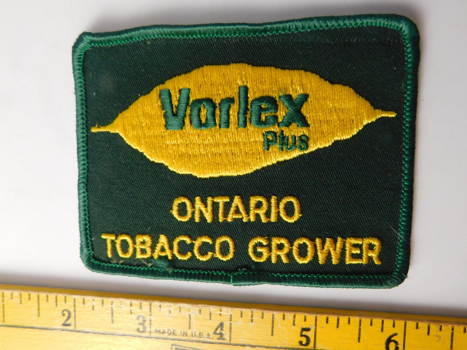 ONTARIO TOBACCO GROWER VORLEX VINTAGE PATCH FARM HAT BADGE ADVERTISING