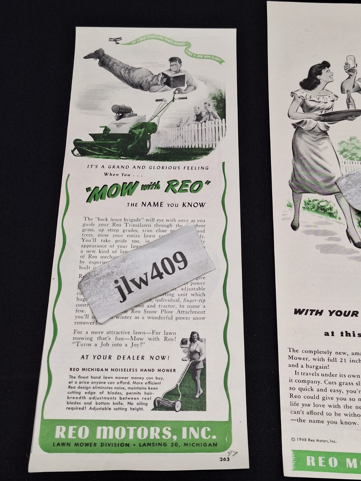 4 – 1947 1948 1951 1955 REO LAWN MOWER MAGAZINE ADS Print Ads power mowers