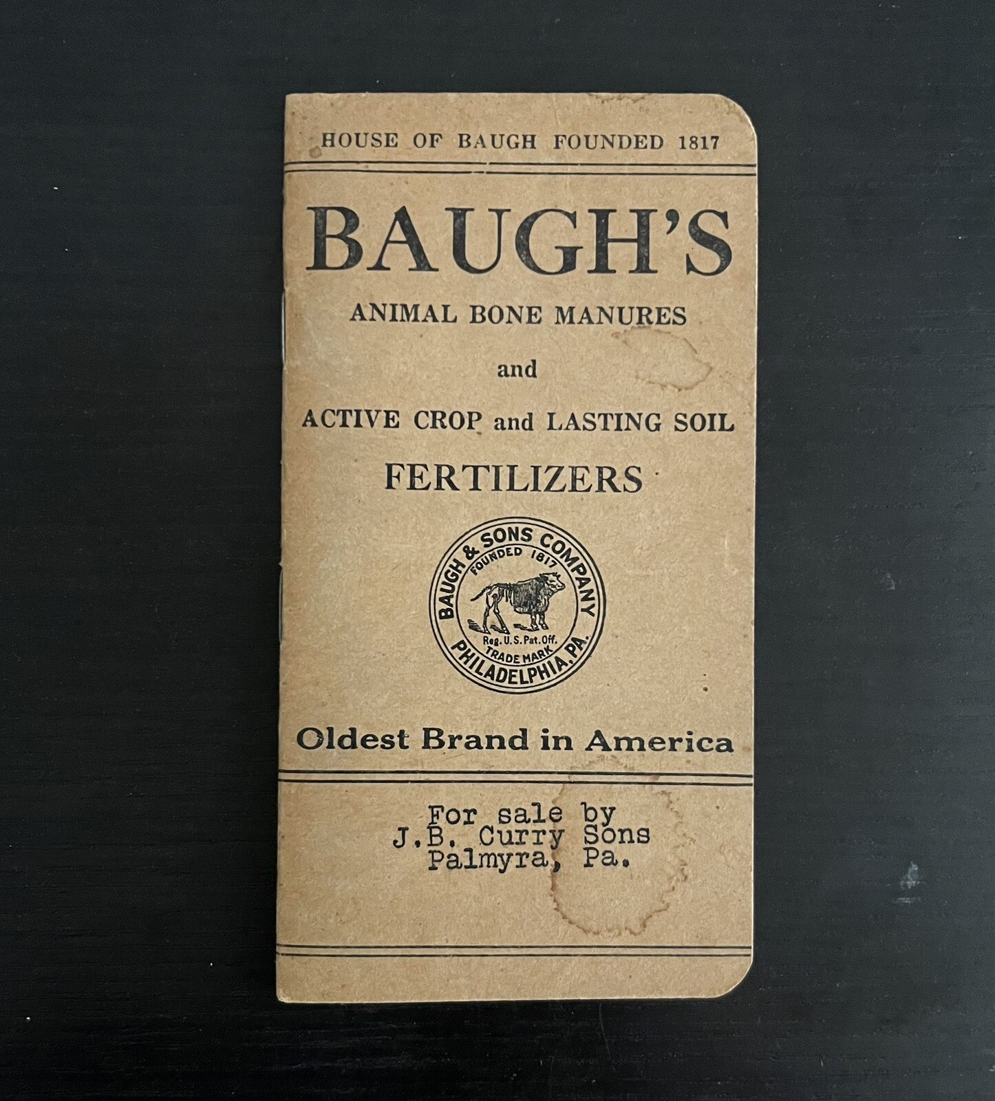 Baugh&rsquo;s Animal Bone Manures Fertilizers Memo Book Vintage Unused Philadelphia