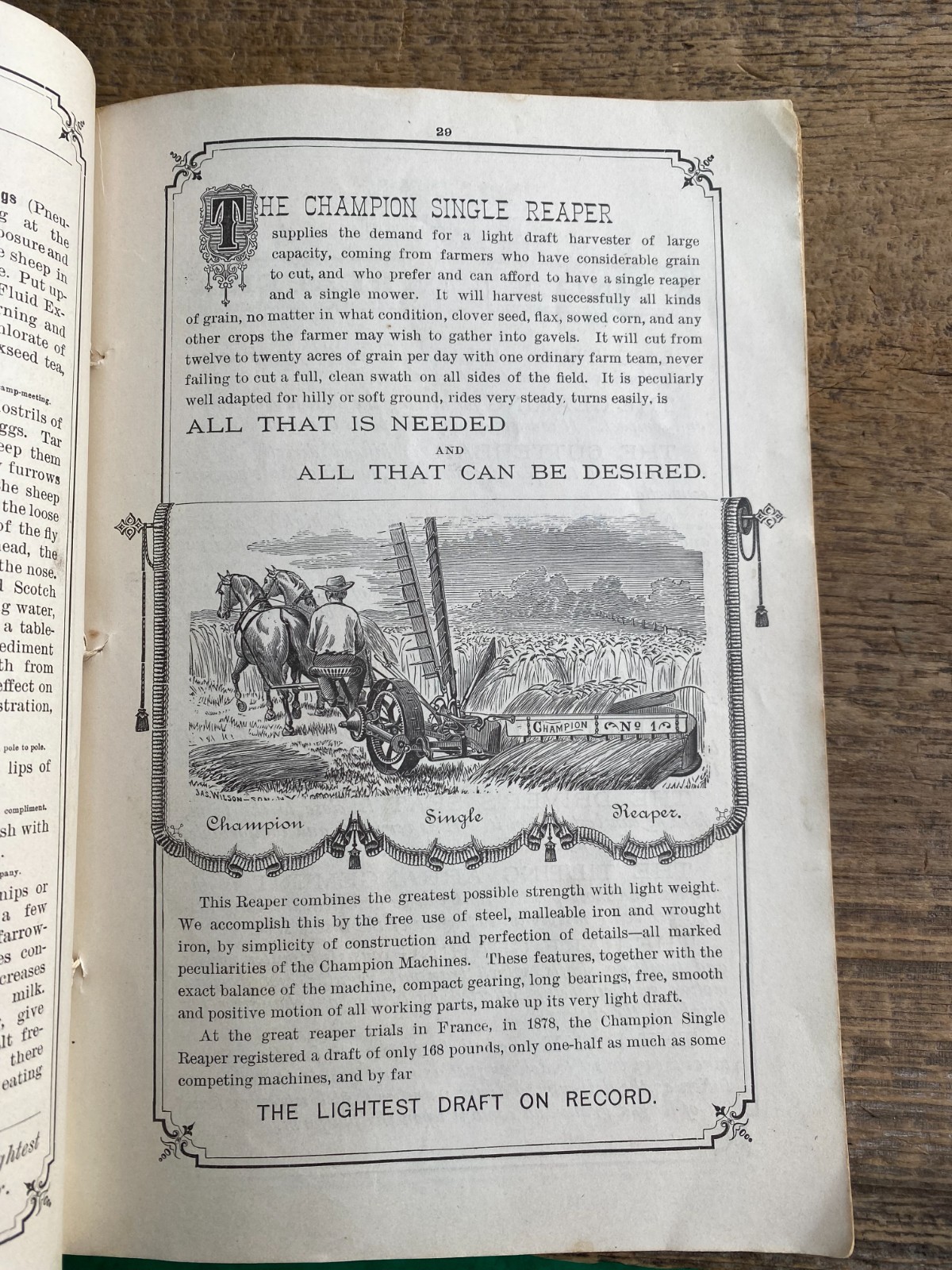 ORIGINAL CHAMPION HORSE DRAWN HARVESTING MACHINES HANDBOOK FOR FARMERS 1882