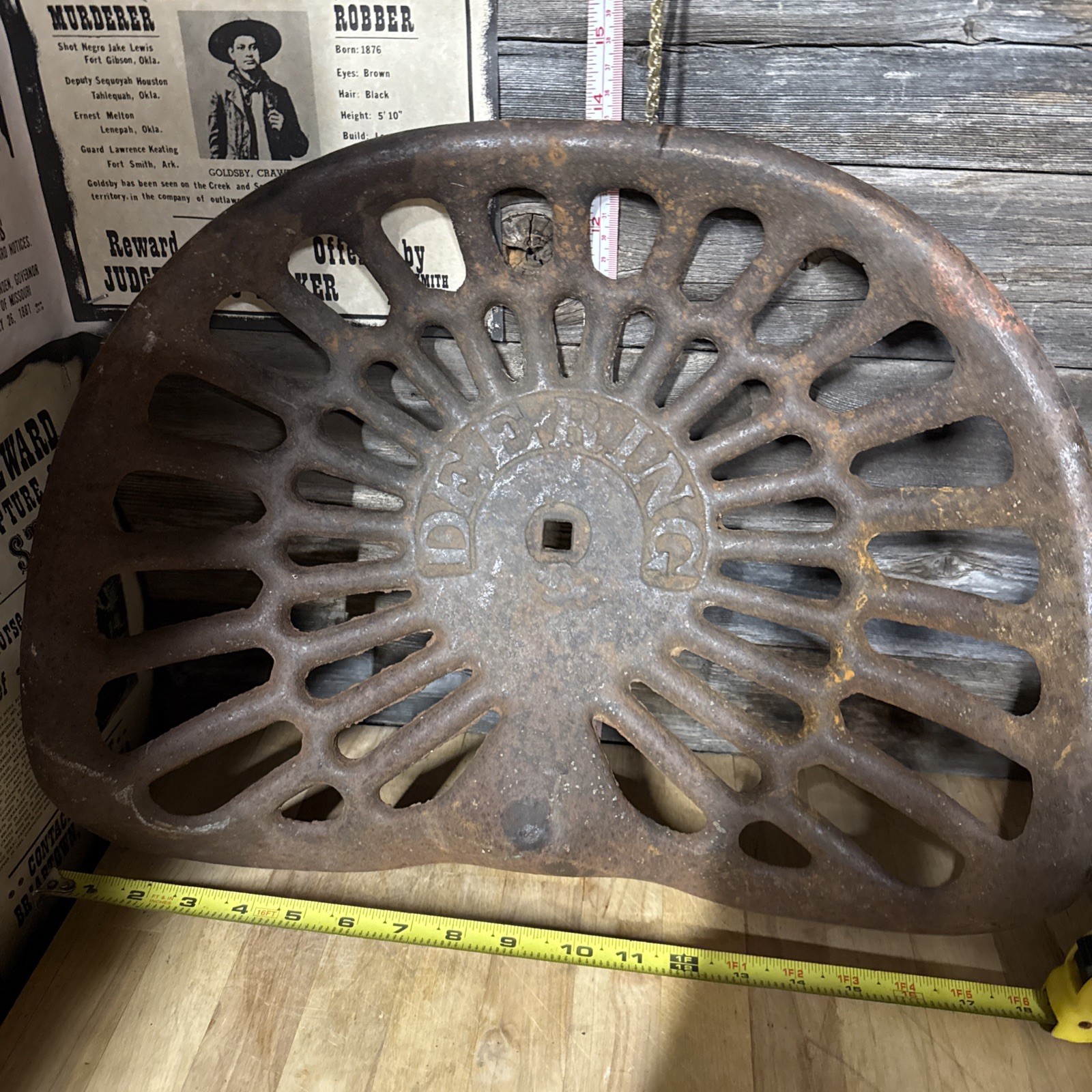 Vintage Deering Cast Iron Tractor Seat Antique Farm Equipment