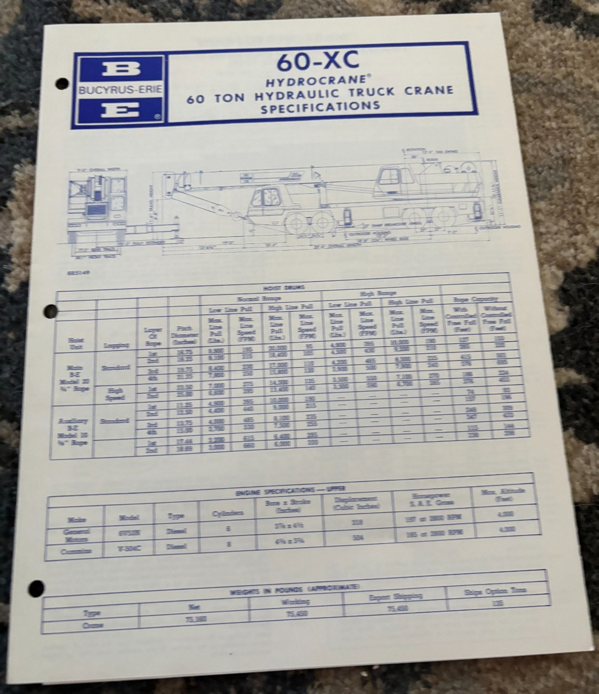 Bucyrus Erie 60-XC Hydrocrane Crane Specifications Brochure DCPA25
