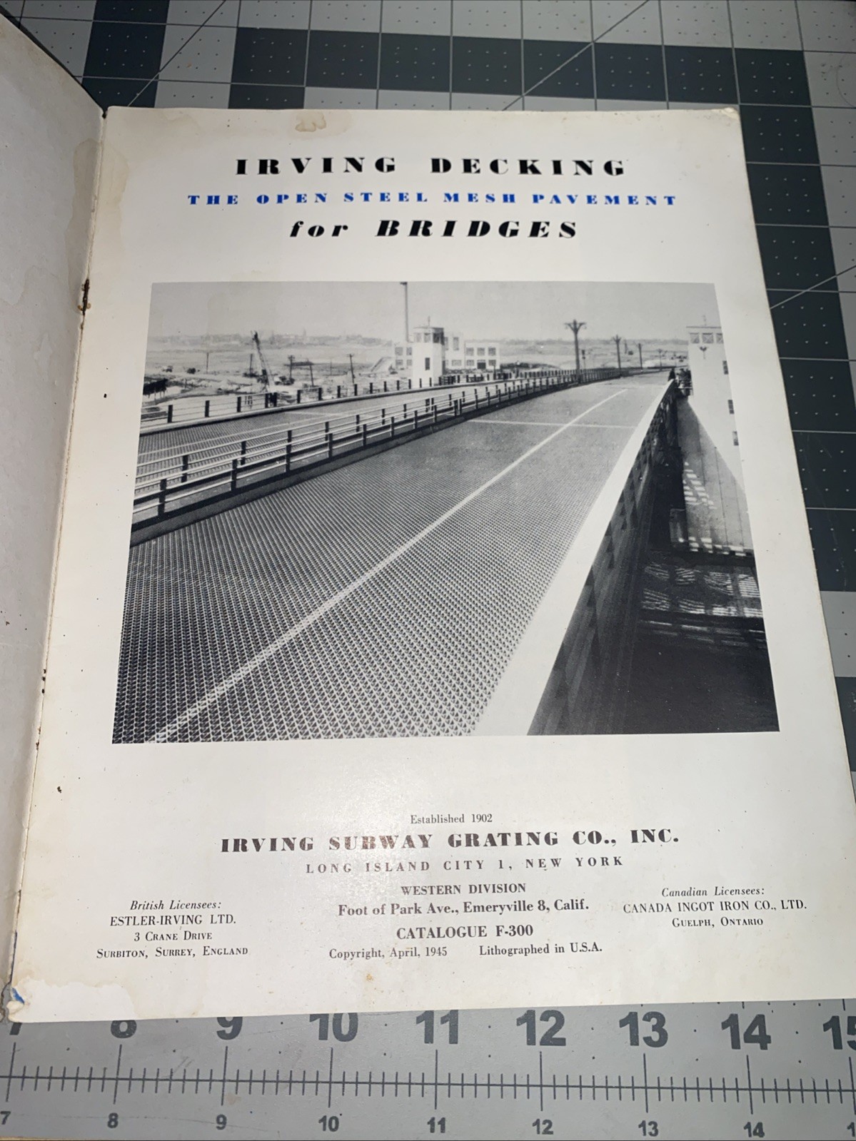 Irving Decking Open Steel Mesh Pavement Brochure for Bridges – 1945 Vintage
