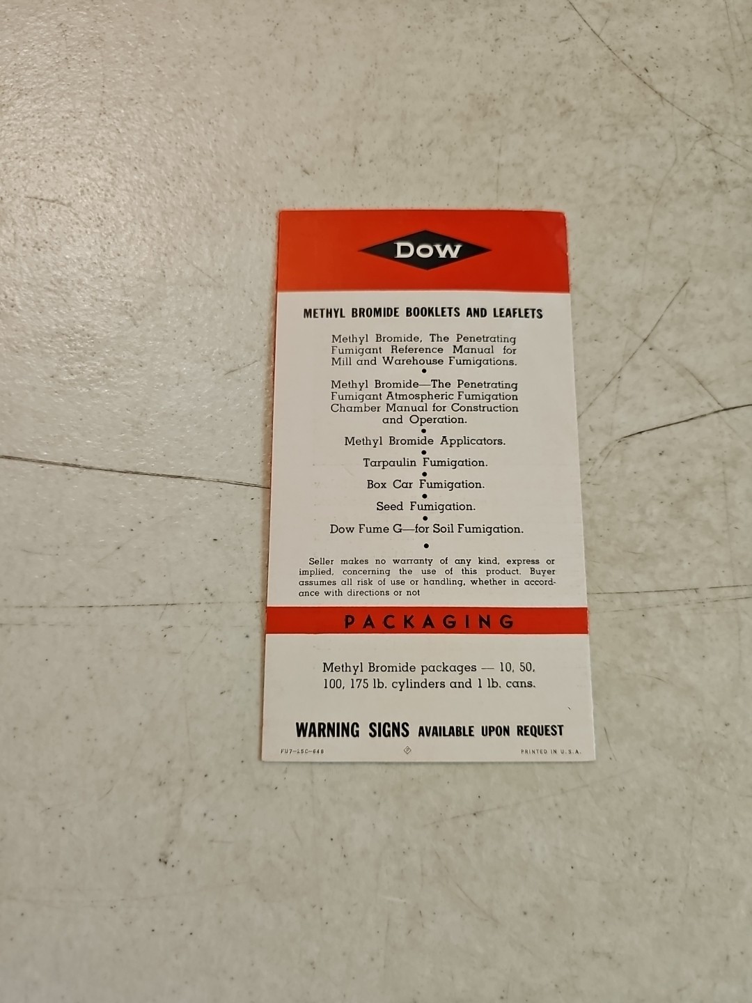 Vintage 1948 Dow Chemical Methyl Bromide Brochure
