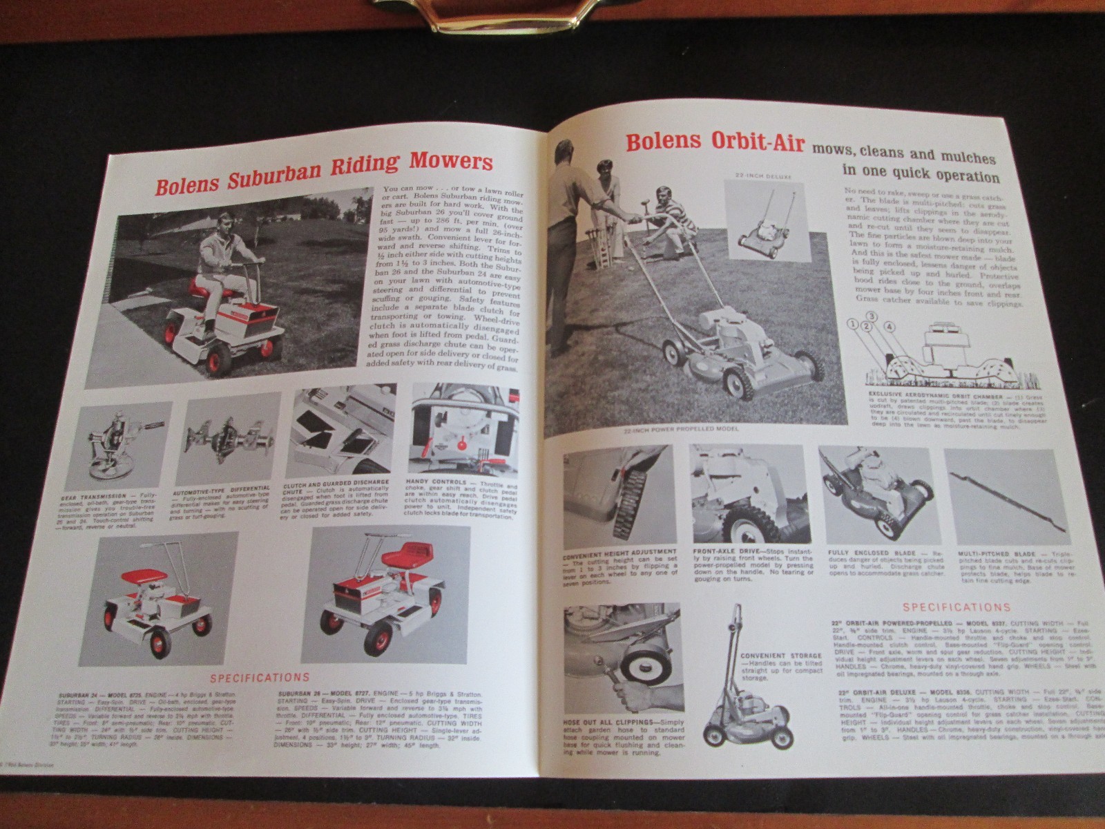 Bolens SUBURBAN RIDING MOWER ORBIT AIR MOWER MUSTANG TILLER BROCHURE VINTAGE