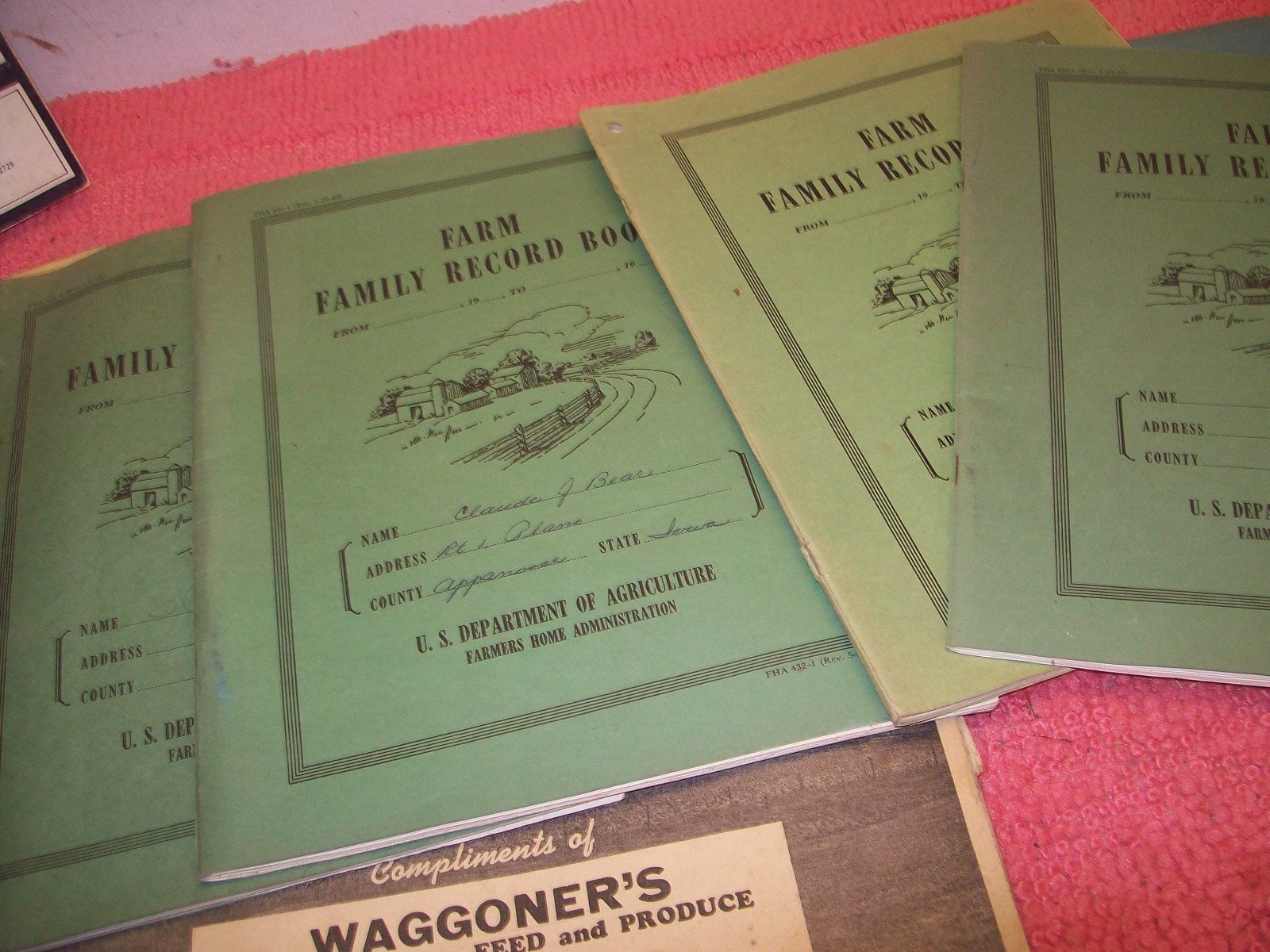 Vintage Lot 1940s 1950s 1960s FHA FSA Farm Record Book, Standard Oil, Waggoners