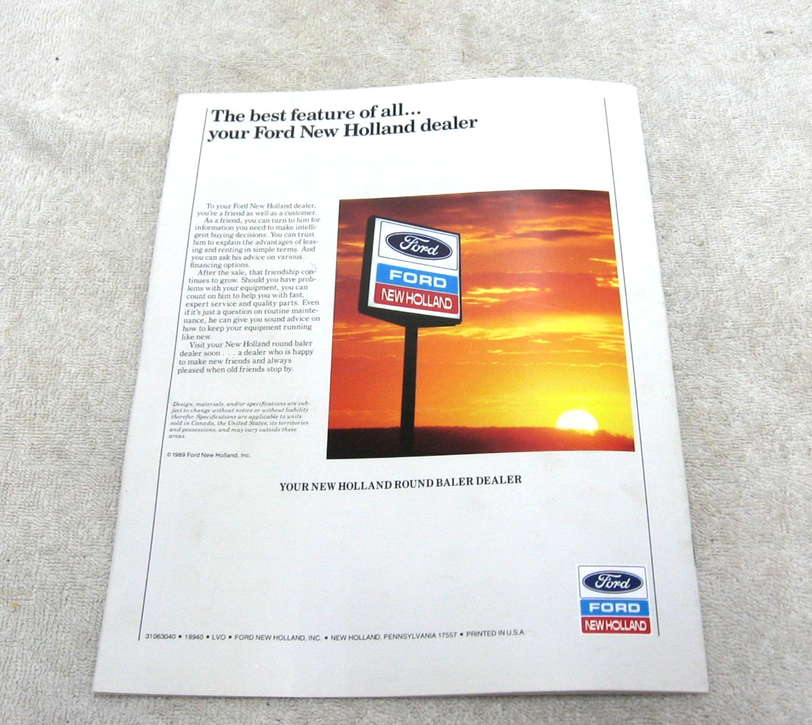 VINTAGE 1989 FORD NEW HOLLAND TRACTOR ROUND BALER BROCHURE 630 848 853 855
