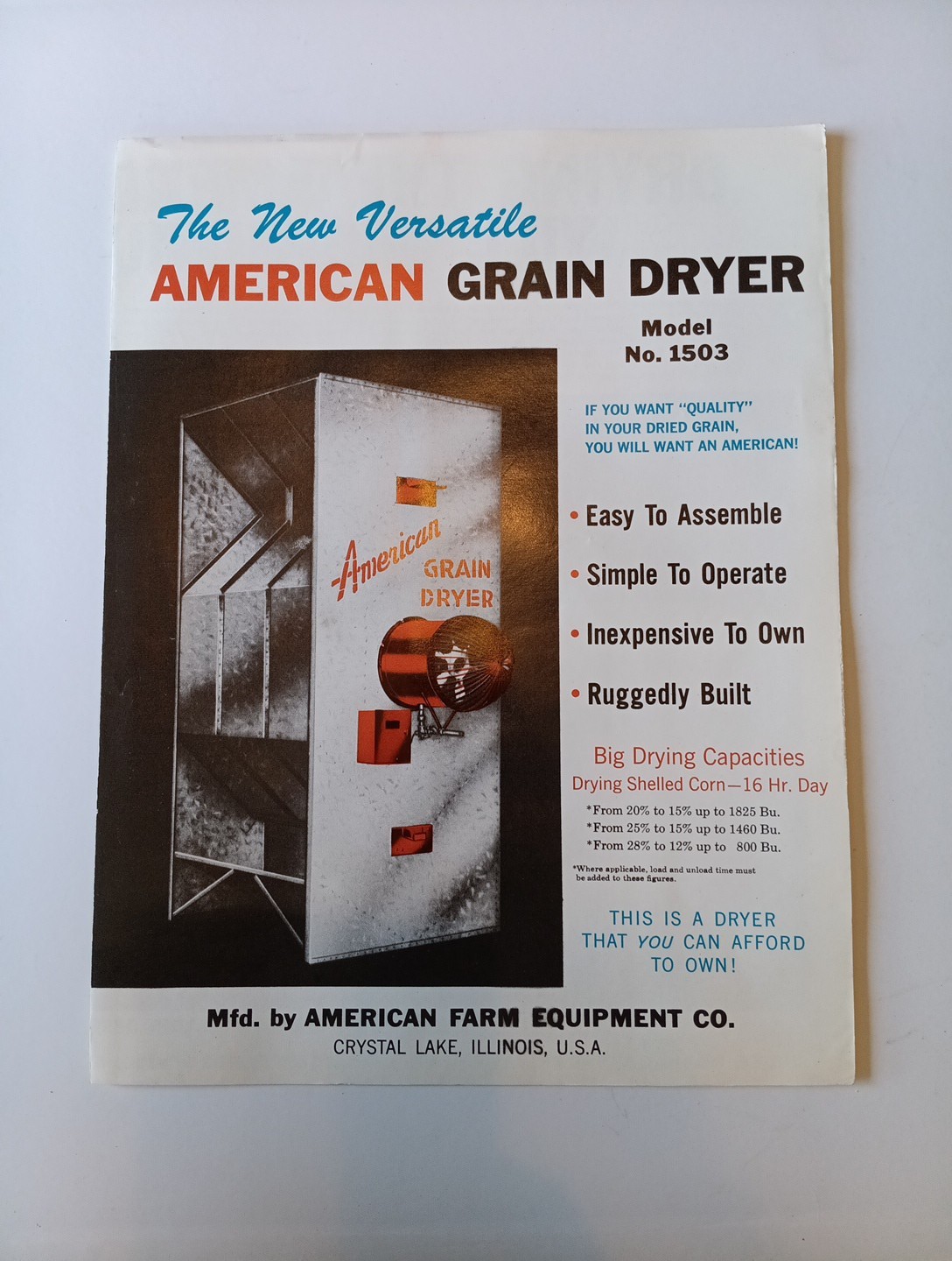 3 American Farm Equipment Co Sales Advertising Flyer Brochures 2412, 2420, 1503