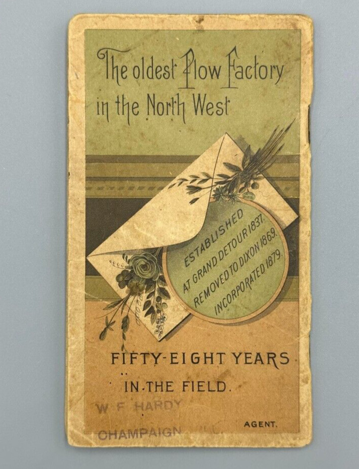 1895 GRAND DETOUR PLOW Co FARM Machinery Pocket Memo Ledger DIXON Illinois Adv