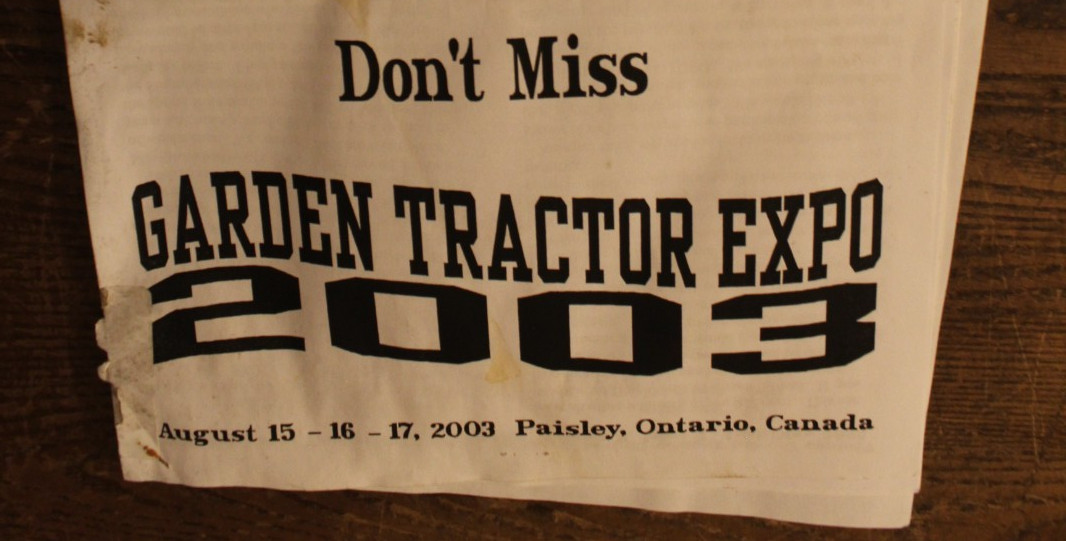 Garden Expo 2003 Paperwork and 2 « George » Decals (Garden Tractor)