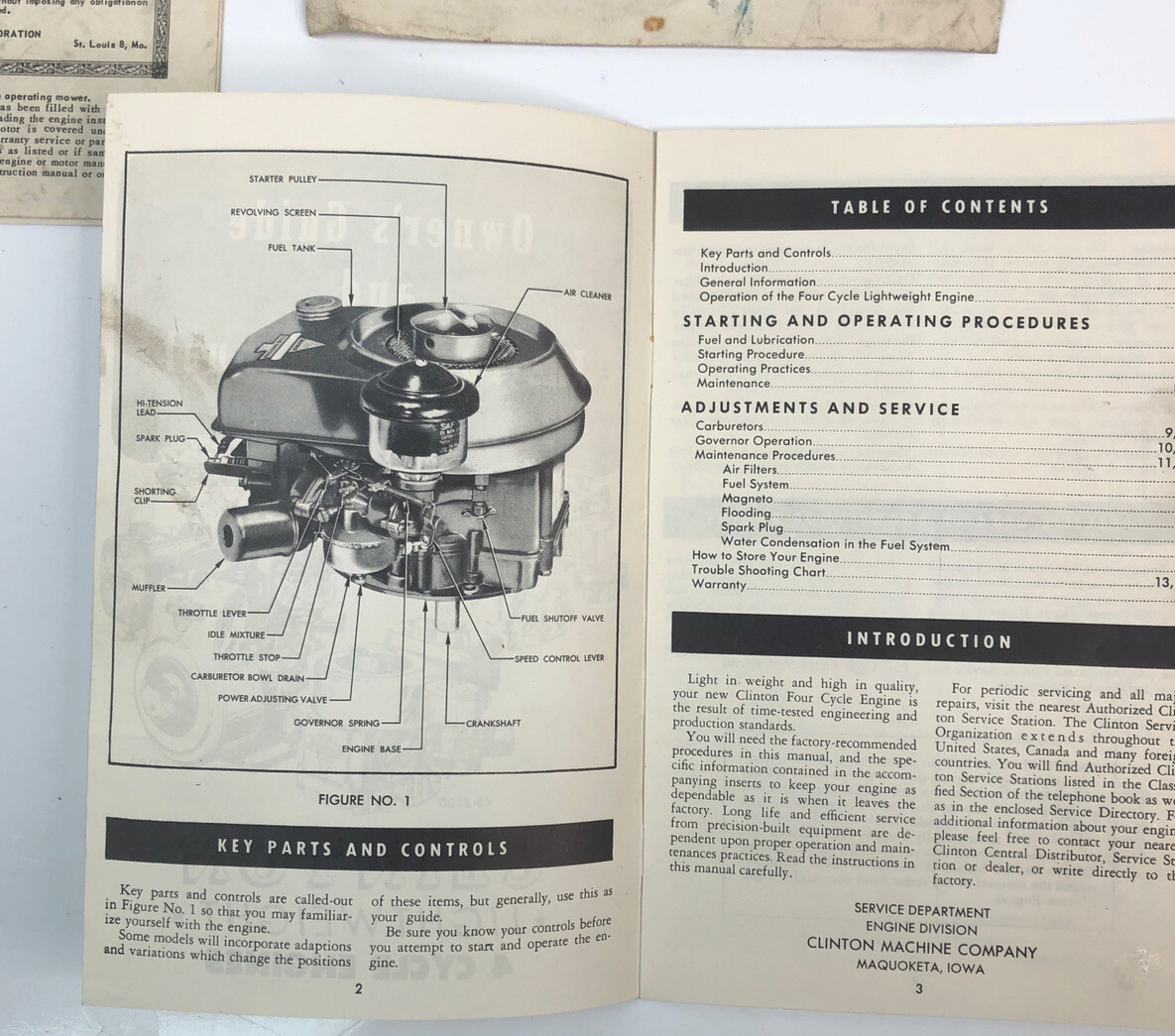 Clinton Owner&rsquo;s Guide & Instructions Manual 4 Cycle Engines VS-100 VS -2100