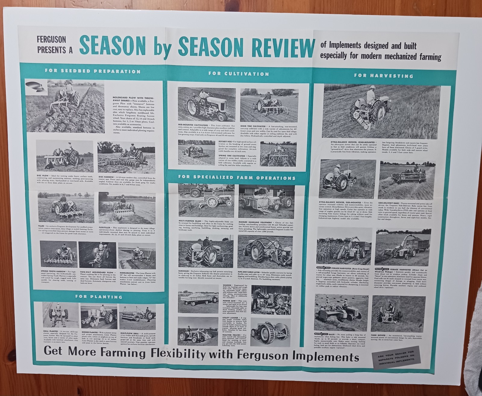 Vintage Farm Advertising Ferguson Implements Tractor Fold Out Mailer