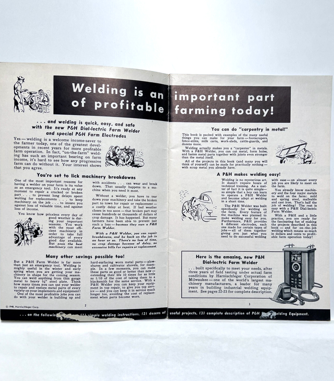 Vintage Practical Ways to use P&H Dial-lectric Farm Welder Brochure Manual