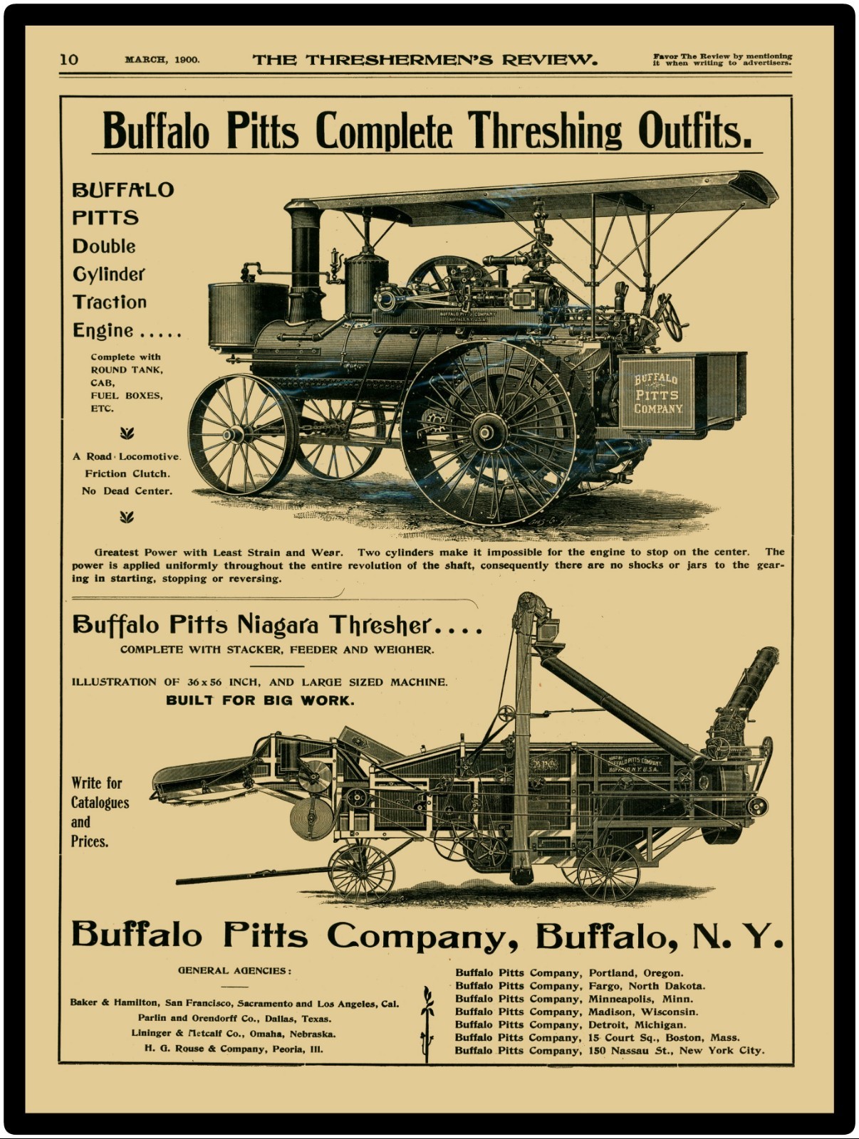 Buffalo Pitts Niagara Thresher Vintage Look 9” x 12” Reproduction Aluminum Sign