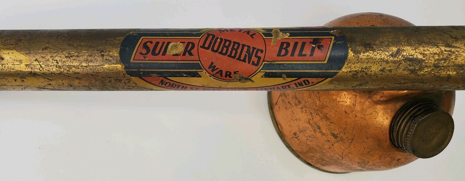 Vintage DOBBINS Metal Ware SUPER BILT SPRAYER Copper Drum Wood Handle Decoration
