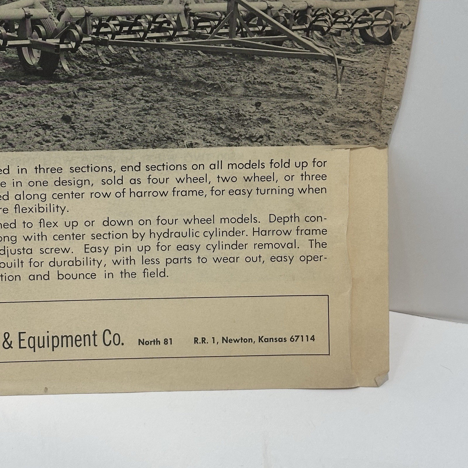 Vintage Kaufman Motor & Equip. Flyer Brochure Spring Tooth Harrow Newton KANSAS