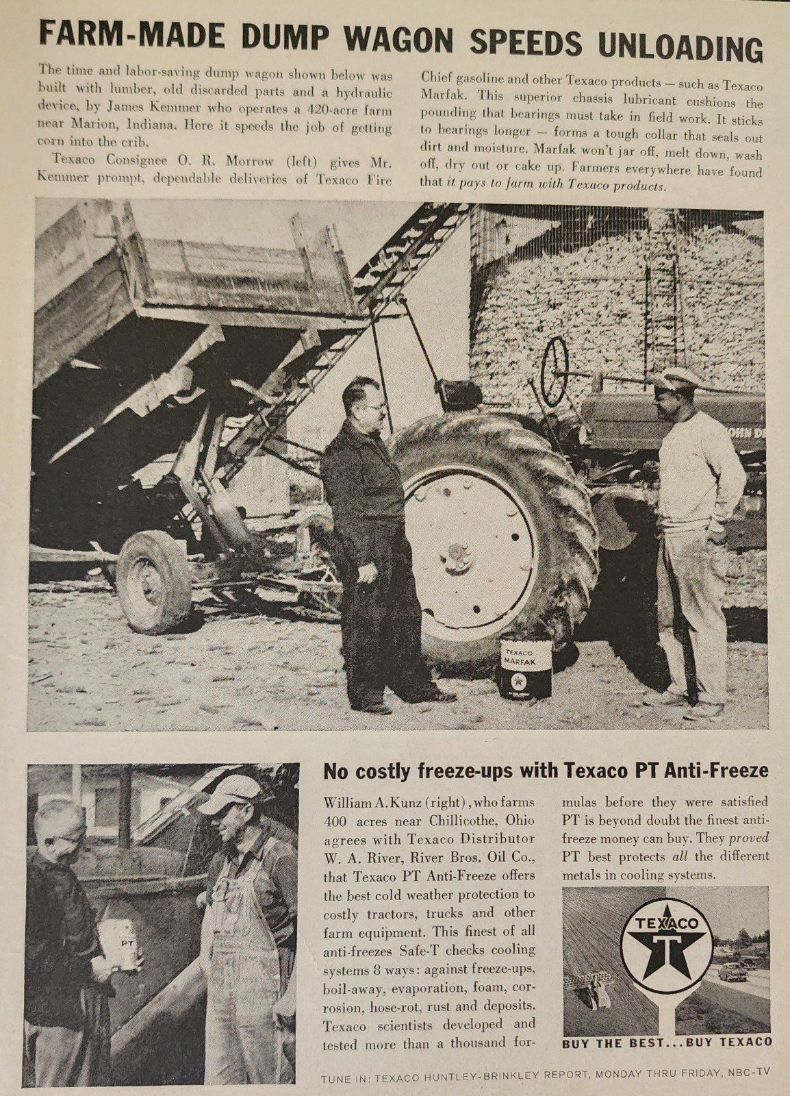 John Deere Tactor Farm Picture Magazine Ad Original Vintage Wall Art Texaco
