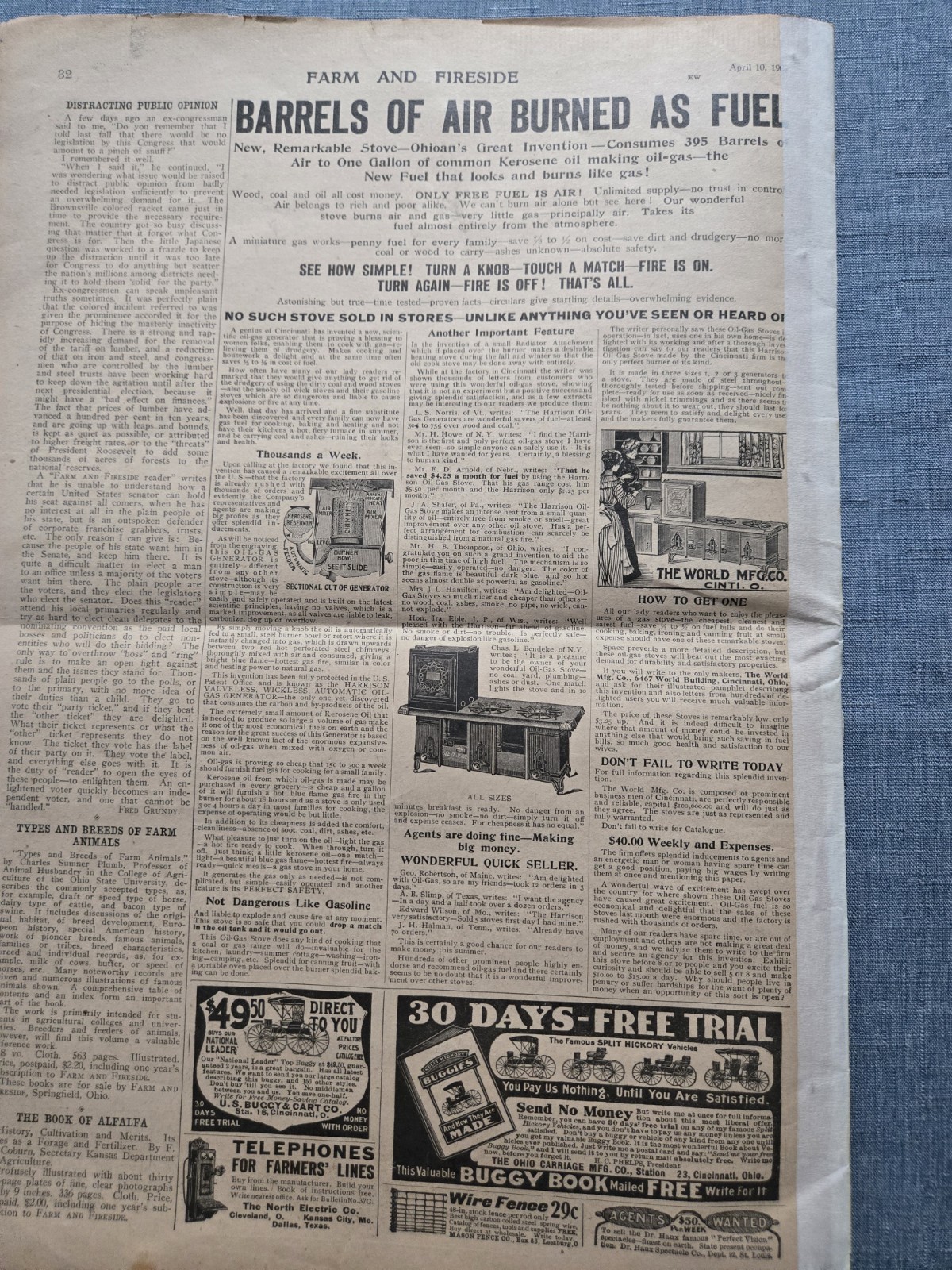 Farm & Fireside Newspaper April 10 1907 Articles Ads Fashion News Humor