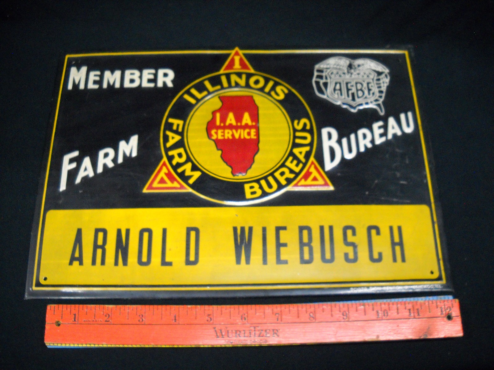 Vintage Authentic Metal Illinois Farm Bureau AFBF Member Sign 13.5 x 9.5 Scioto